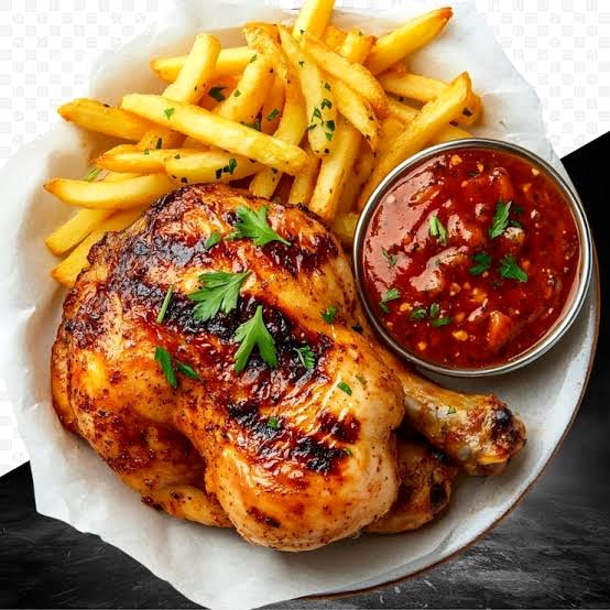 Poulet grillé et frites